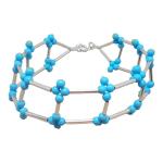 Coralli di Sardegna Bracciale Turchese Pallini 3mm Barrette Chiusura Argentati 19,5cm