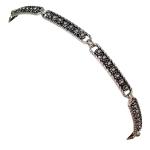 Coralli di Sardegna Pulsera de filigrana de Plata bruñida con elementos rectangulares biselados y rosetón