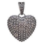 Coralli di Sardegna Ciondolo Filigrana Argento Brunito Cuore 25mm