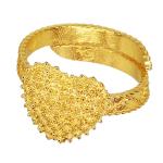 Coralli di Sardegna Anello Filigrana Argento Dorato Sarda Cuore serpentina aperta