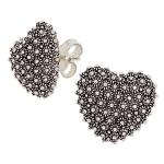 Coralli di Sardegna Pendientes de corazón de filigrana de Plata bruñida de 13 mm