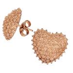 Coralli di Sardegna Pendientes de corazón de filigrana de Plata rosa de 13 mm