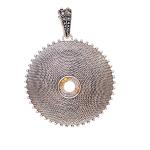 Coralli di Sardegna Base Ciondolo Filigrana Argento Brunito Corbula bordo pallini mm 36 spola 8 mm