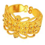 Coralli di Sardegna Anillo de Filigrana Sarda en Plata Dorada Anillo Ajustable con Hojas y Lunares Perforados.