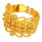 Coralli di Sardegna Anillo de Filigrana Sarda en Plata Dorada Anillo Ajustable con Hojas y Lunares Perforados.