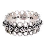 Coralli di Sardegna Anello Filigrana Sarda Argento Brunito pallini centrali cerchi traforati Misura 9