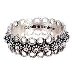 Coralli di Sardegna Sardinian Filigree Ring Burnished Silver Central Dots Openwork Circles Size 16