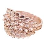 Coralli di Sardegna Anillo Hojas en Filigrana de Plata rosa 15mm de Ancho, Ajustable