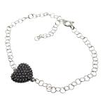 Coralli di Sardegna Bracciale Filigrana Sarda Argento Brunito Cuore con catena regolabile