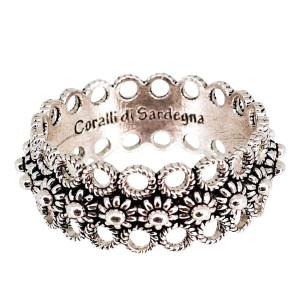 Coralli di Sardegna Anello Filigrana Sarda Argento pallini centrali cerchi traforati Misura