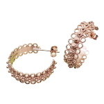 Coralli di Sardegna Filigree Circle Pink Silver Earrings Side openwork