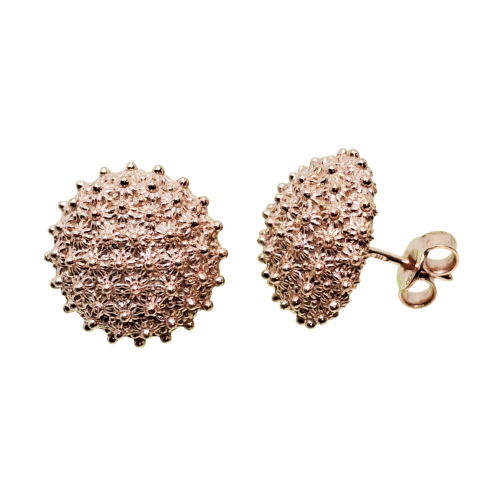 Coralli di Sardegna Pink Silver Filigree Earrings with 14 mm lobe button