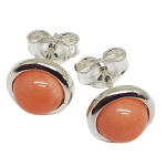 Coralli di Sardegna Orecchini Corallo Rosa 8mm Argento Bordo Liscio Pressione