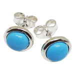 Coralli di Sardegna Orecchini Turchese 8mm Argento Bordo Liscio Pressione