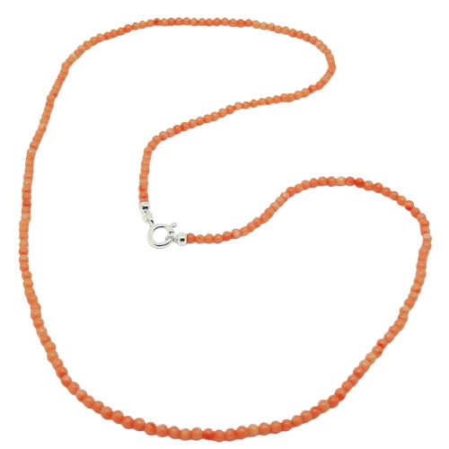 El Coral Necklace Pink Coral 2.5 mm Balls and Silvered Clasp