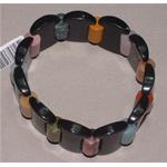 El Coral Bracciale Agata Nera Incastro 16x21mm. Multicolor 8x11mm. Elastico