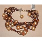 El Coral Bracelet Brown Pearls, Carnelian and Thread, Adjustable