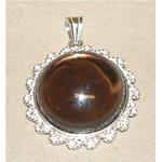 smoked quartz pendant with silver