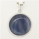 El Coral Colgante Cianita Cabujón 18mm Borde Delicado Filigrana Plata 