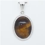 El Coral Pendant Tiger's Eye Cabochon Silver Filigree Delicate Side