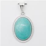 El Coral Pendant Amazonite Cabochon Silver Filigree Delicate Side