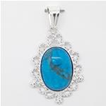 El Coral Colgante Howlita Turquesa Cabujón con Hojitas Filigrana Plata