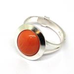 Coralli di Sardegna Anillo de Plata y Cabujón Oval de Coral Rosa 10x12 mm. Ajustable