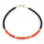 El Coral Bracelet Pink Coral Baroque Little Tubes with Rubber
