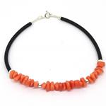 El Coral Bracelet Pink Coral Little Tubes with Rubber