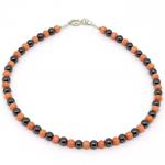 El Coral Bracciale Corallo rosa palline e Ematite pallini cm 20