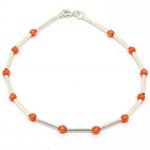 El Coral Bracelet Pink Coral Balls and 12 Silvered Sticks