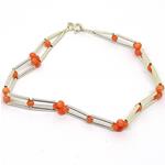 El Coral Bracelet Pink Coral Balls 6 elements and Silvered Sticks