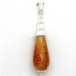 El Coral Pendant Fire Agate Drop with Silver Filigree, 53mm, 6.2gr Weight