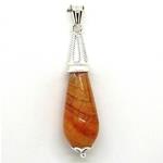 El Coral Pendant Fire Agate Drop with Silver Filigree, 50mm, 6gr Weight