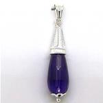 El Coral Pendant Amethyst Drop with Silver Filigree, 41mm, 3.8gr Weight