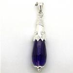 El Coral Pendant Amethyst Drop with Silver Filigree, 45mm, 4.3gr Weight