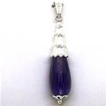 El Coral Pendant Amethyst Drop with Silver Filigree, 45mm, 4gr Weight
