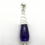 El Coral Pendant Amethyst Drop with Silver Filigree, 43mm, 4.1gr Weight