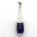 El Coral Pendant Amethyst Drop with Silver Filigree, 45mm, 4.8gr Weight