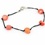 El Coral Bracelet Pink Coral 5 Baroque Balls with 2 Threads