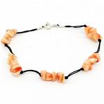 El Coral Bracciale in Corallo Rosa chips con nodi 5 elementi chiusura Argentata