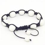 El Coral Bracciale in Agata Bianca Pallini del diametro di 12mm. annodato con seta 