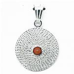 El Coral Pendant Pink Coral Ball and Silver Filigree Spiral