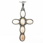 El Coral Pendant Cross 20x37 mm Pink Coral Old Silver Filigree