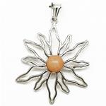 El Coral Pendant Sun Pink Coral Ball 7 mm and Silvered Setting
