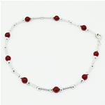 El Coral Bracciale Corallo Rosso 9 Pallini e barrette argentate