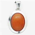 El Coral Pendant Pink Coral Cabochon 12x16 mm and Silver side