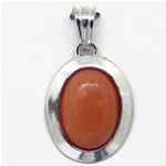 El Coral Pendant Pink Coral Cabochon 10x14 mm and Silver side