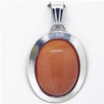 El Coral Pendant Pink Coral Cabochon 13x18 mm and Silver side