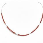 El Coral Collar Coral Rosa Tubitos Regulare elementos Plateadoss y Acero